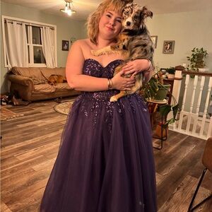 Purple (optionally) Strapless prom dress